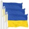G128 3 Pack: Ukraine Ukrainian Flag | 2x3 Ft | LiteWeave Pro Series Printed 150D Polyester | Country Flag, Indoor/Outdoor, Vibrant Colors, Brass Grommets